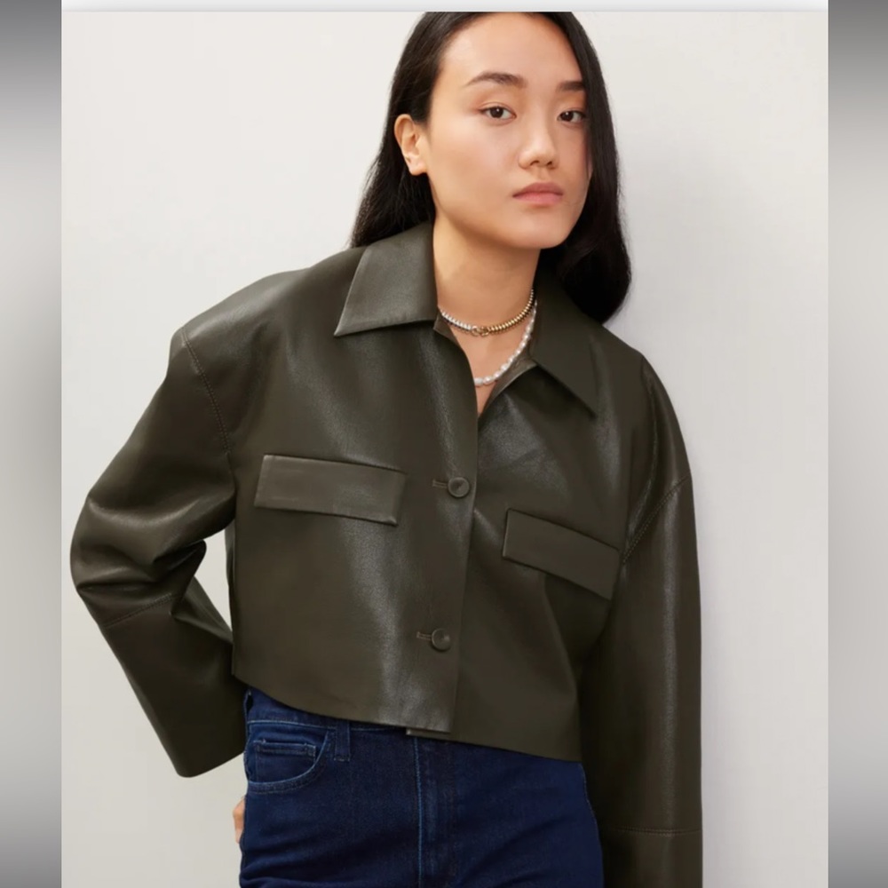Nanushka Holleen Jacket Size Small Green Faux Leather